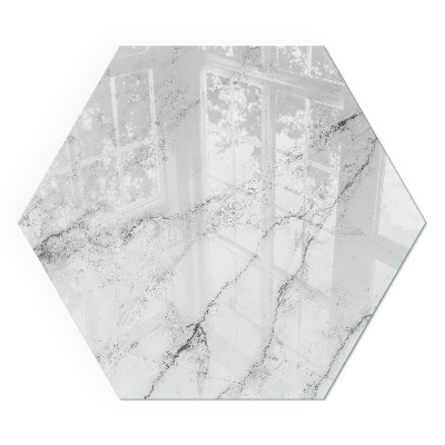Hexagonal glass hearth for wood stove Marble accents with delicate veining