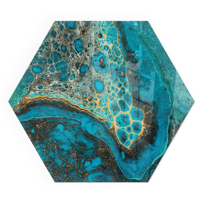 Hexagonal glass hearth for log burner Organic pattern in an abstract style