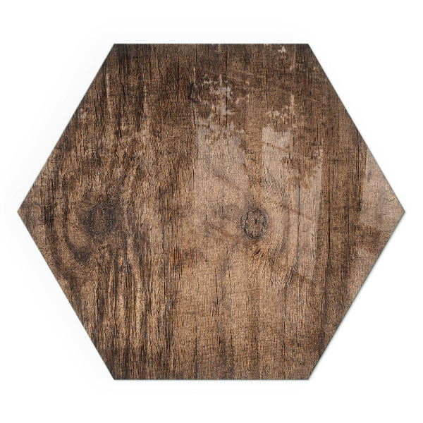Hexagonal glass hearth for log burner Pine wood pattern