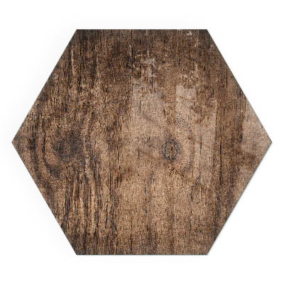 Hexagonal glass hearth for log burner Pine wood pattern