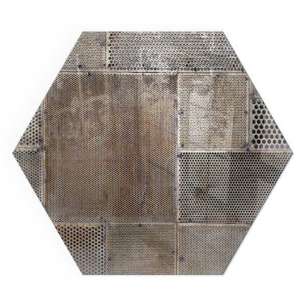 Hexagonal glass hearth Perforated steel motif