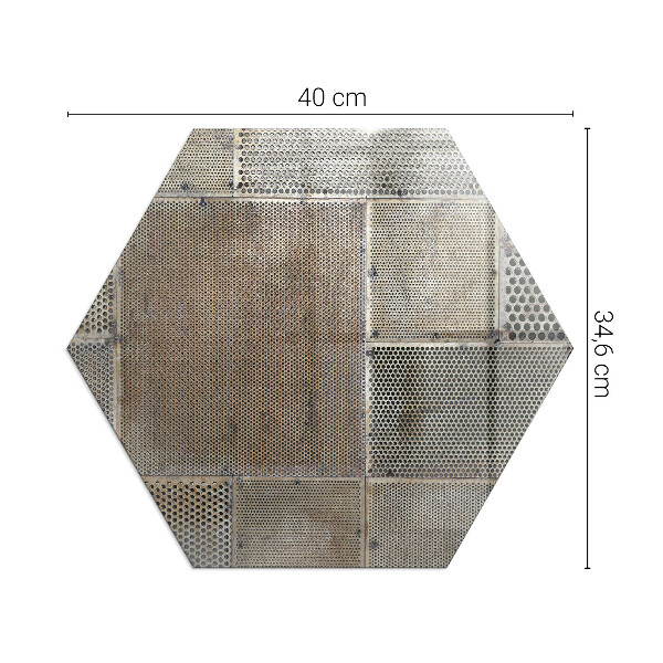 Hexagonal glass hearth Perforated steel motif