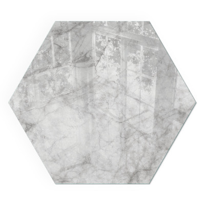 Hexagonal glass hearth for wood stove Marble texture in an elegant style