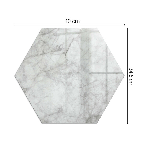 Hexagonal glass hearth for wood stove Marble texture in an elegant style