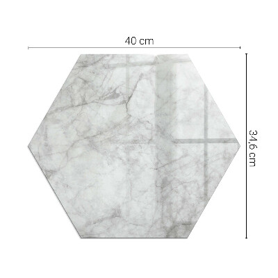 Hexagonal glass hearth for wood stove Marble texture in an elegant style