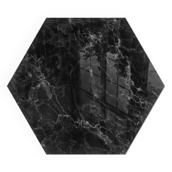 Hexagonal glass hearth for log burner Stylish marble motif