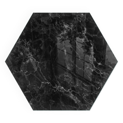 Hexagonal glass hearth for log burner Stylish marble motif