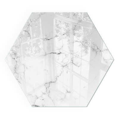 Hexagonal glass hearth Marble motif with delicate veins