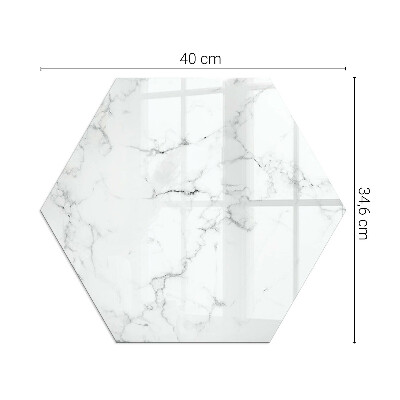 Hexagonal glass hearth Marble motif with delicate veins