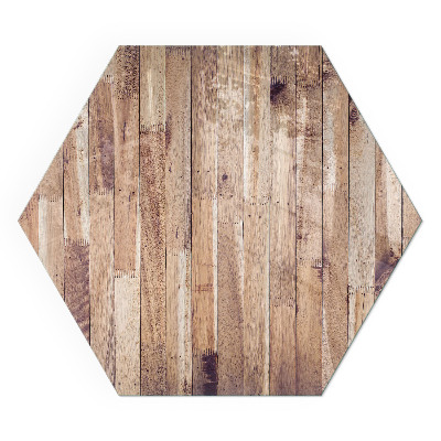 Hexagonal glass hearth for wood stove Wooden pattern in a geometric arrangement