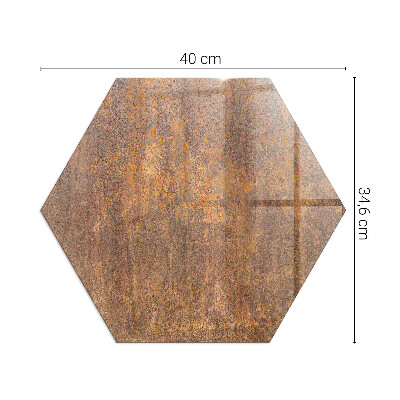 Hexagonal glass hearth for log burner Rust print on metal surface