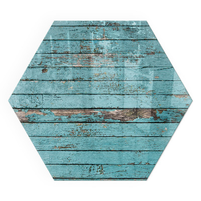 Hexagonal glass hearth for wood stove Rustic boards in a natural style