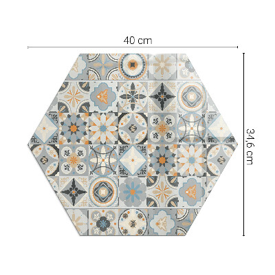 Hexagonal glass hearth for log burner Mosaic patterns in tiled shapes