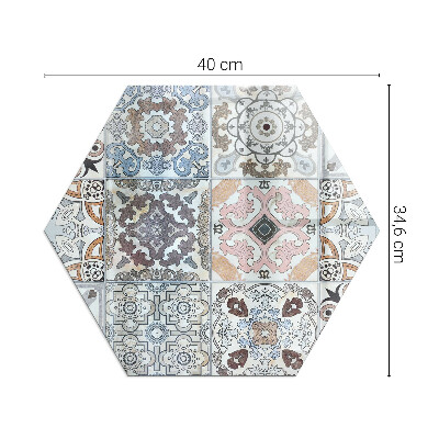 Hexagonal glass hearth for wood stove Mosaic patterns in tiles
