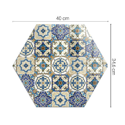 Hexagonal glass hearth Mosaic motif with floral accents