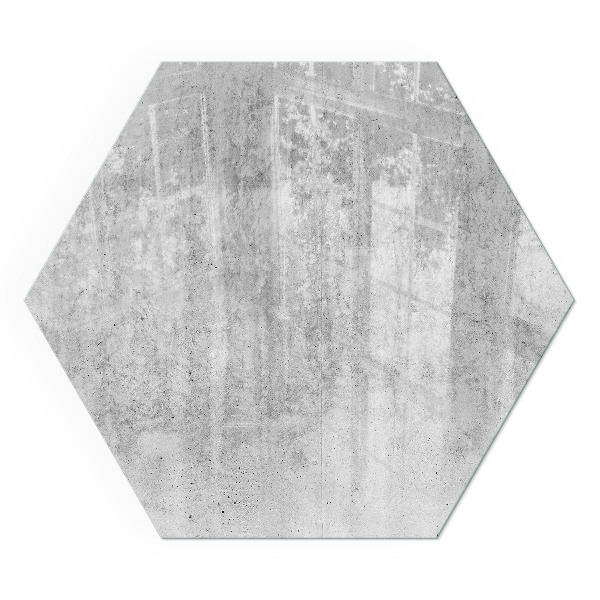 Hexagonal glass hearth for log burner Raw concrete structure