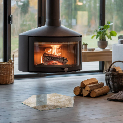 Hexagonal glass hearth Delicate leaf patterns