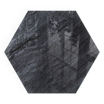 Hexagonal glass hearth for log burner Pattern of rocky structure