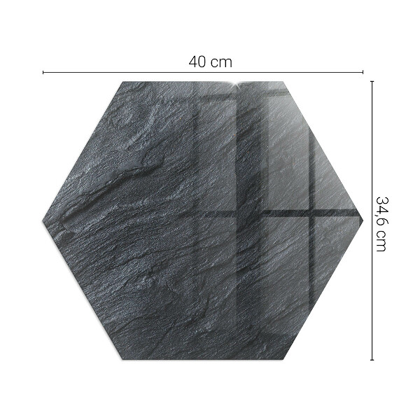 Hexagonal glass hearth for log burner Pattern of rocky structure