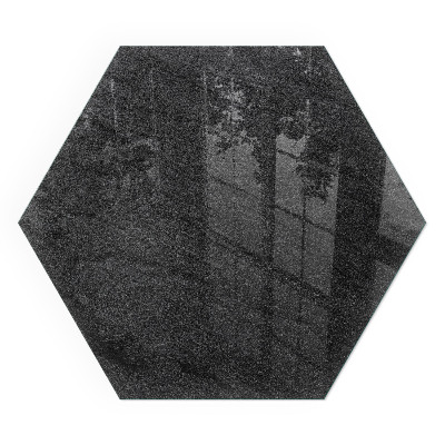 Hexagonal glass hearth for wood stove Stone structure pattern