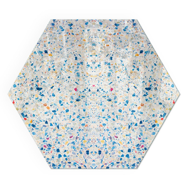 Hexagonal glass hearth for wood stove Abstract texture motif