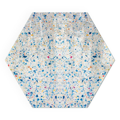 Hexagonal glass hearth for wood stove Abstract texture motif