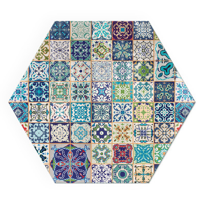 Hexagonal glass hearth for log burner Mosaic decorative patterns