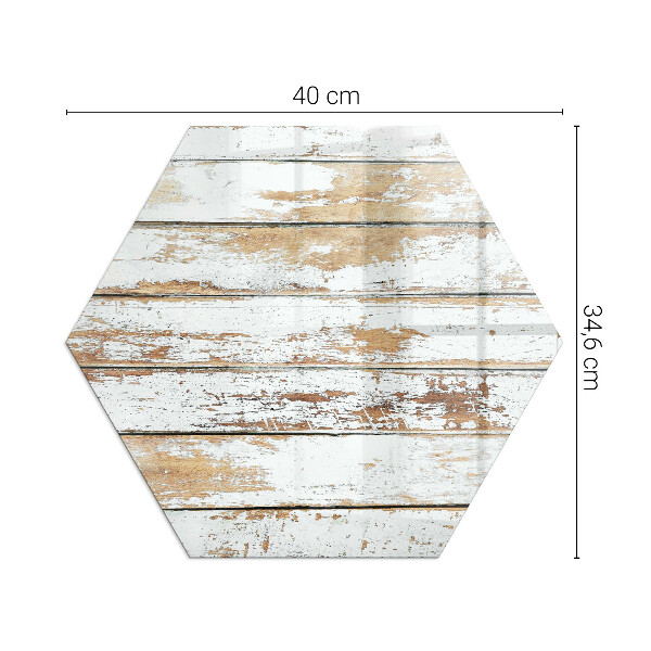 Hexagonal glass hearth for log burner Rusty wooden board
