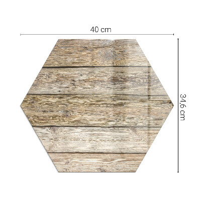 Hexagonal glass hearth for wood stove Wooden grain in a natural style