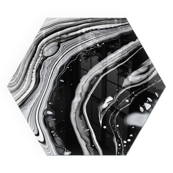 Hexagonal glass hearth for log burner Abstract wavy and linear patterns