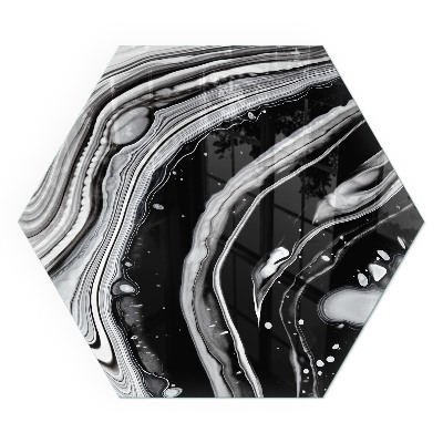 Hexagonal glass hearth for log burner Abstract wavy and linear patterns