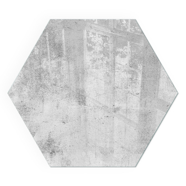Hexagonal glass hearth for wood stove Concrete texture in a raw style