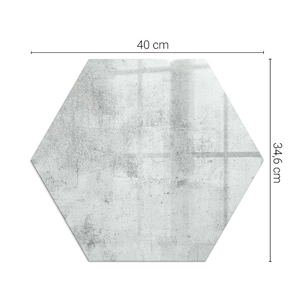 Hexagonal glass hearth for wood stove Concrete texture in a raw style