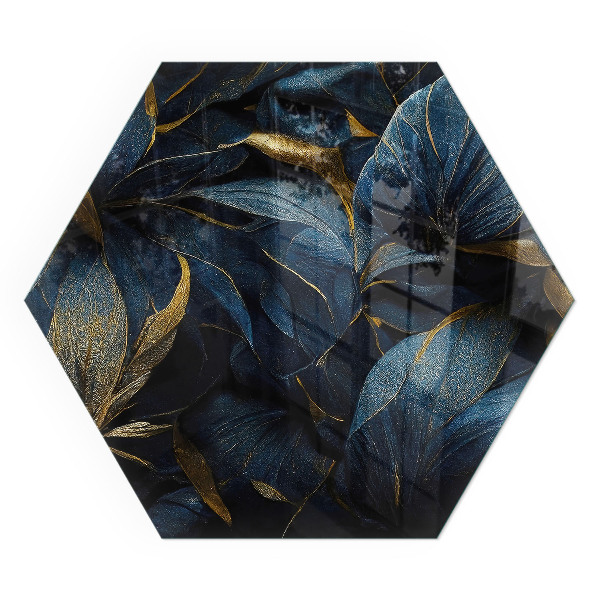 Hexagonal glass hearth Stylish leaves in the structure