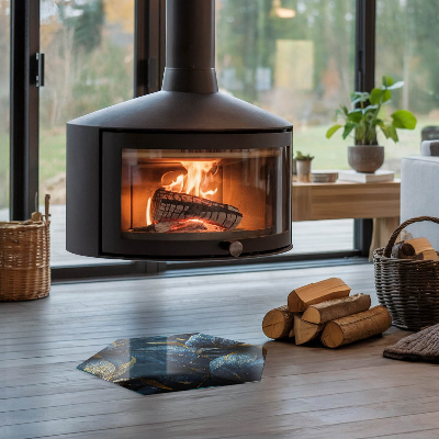 Hexagonal glass hearth Stylish leaves in the structure