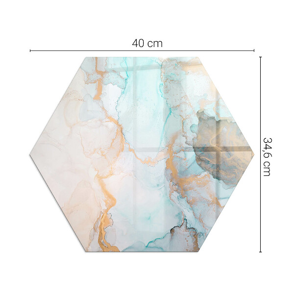 Hexagonal glass hearth for log burner Fluid abstract motif