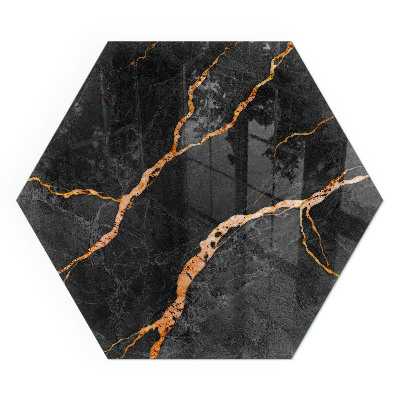 Hexagonal glass hearth for log burner Marble style with delicate veining