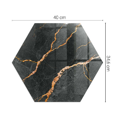 Hexagonal glass hearth for log burner Marble style with delicate veining