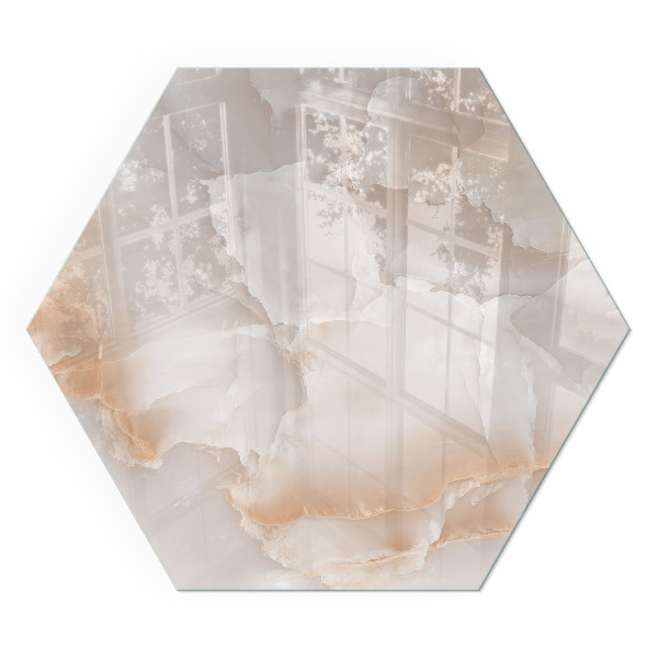 Hexagonal glass hearth for wood stove Stone organic motif