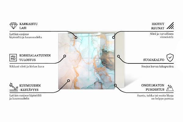 Hexagonal glass hearth Abstract marble motif