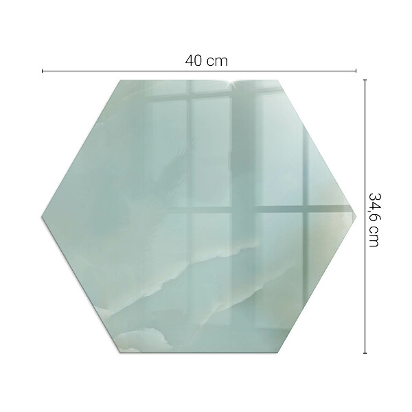 Hexagonal glass hearth for log burner Marble motif in subtle tones