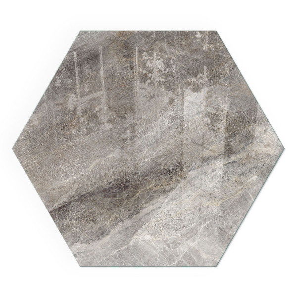 Hexagonal glass hearth for log burner Stone-inspired pattern