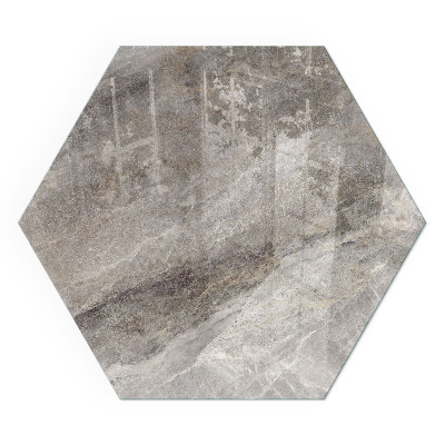 Hexagonal glass hearth for log burner Stone-inspired pattern