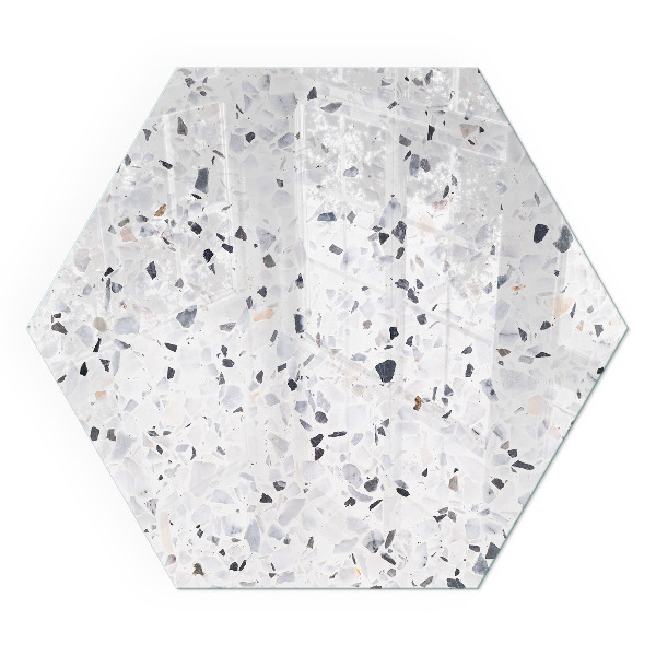 Hexagonal glass hearth for log burner Stone pattern with small accents