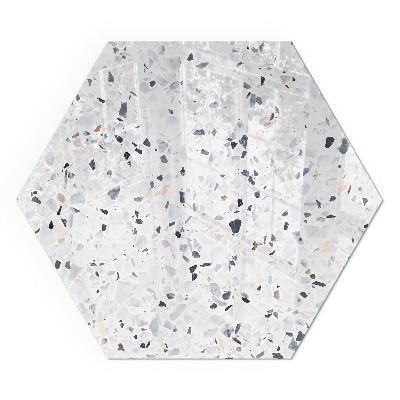Hexagonal glass hearth for log burner Stone pattern with small accents