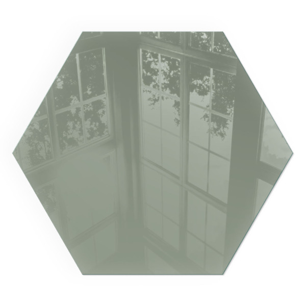 Hexagonal glass hearth Gray-green color