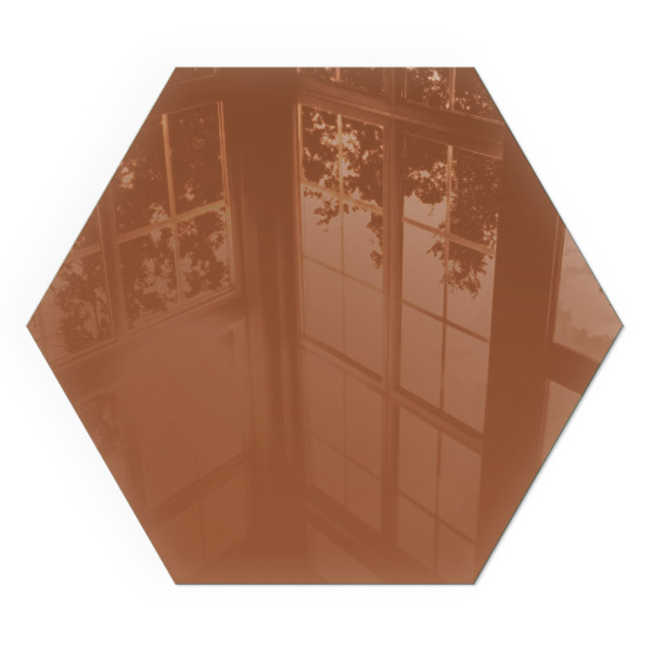 Hexagonal glass hearth for log burner Color Brown