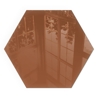Hexagonal glass hearth for log burner Color Brown