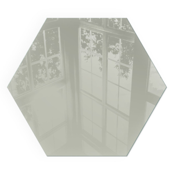 Hexagonal glass hearth for wood stove Color Gray-green