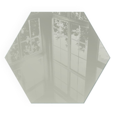 Hexagonal glass hearth for wood stove Color Gray-green